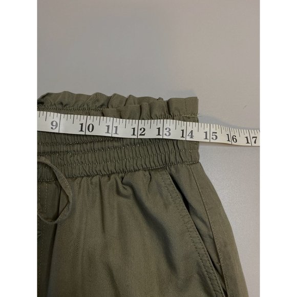 Abercrombie & Fitch Cargo Joggers Olive Green High Rise Paperbag Waist - Picture 10 of 12